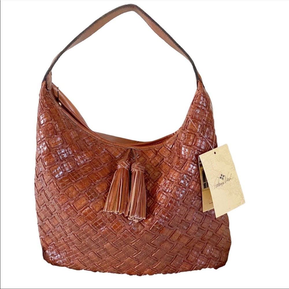 Patricia Nash Burnt Coral Braided Stitch Maissana Hobo Bag